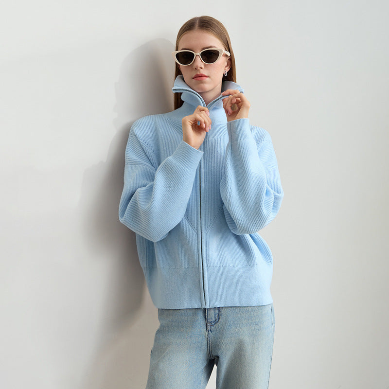 Damer moteriktig oversized hettegenser med glidelås Skjora