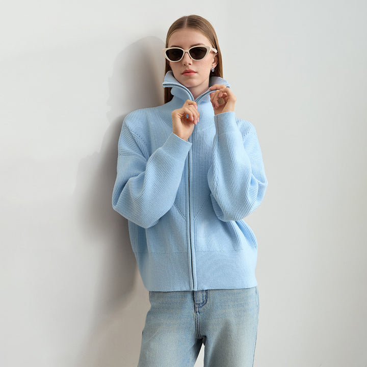 Damer moteriktig oversized hettegenser med glidelås Skjora