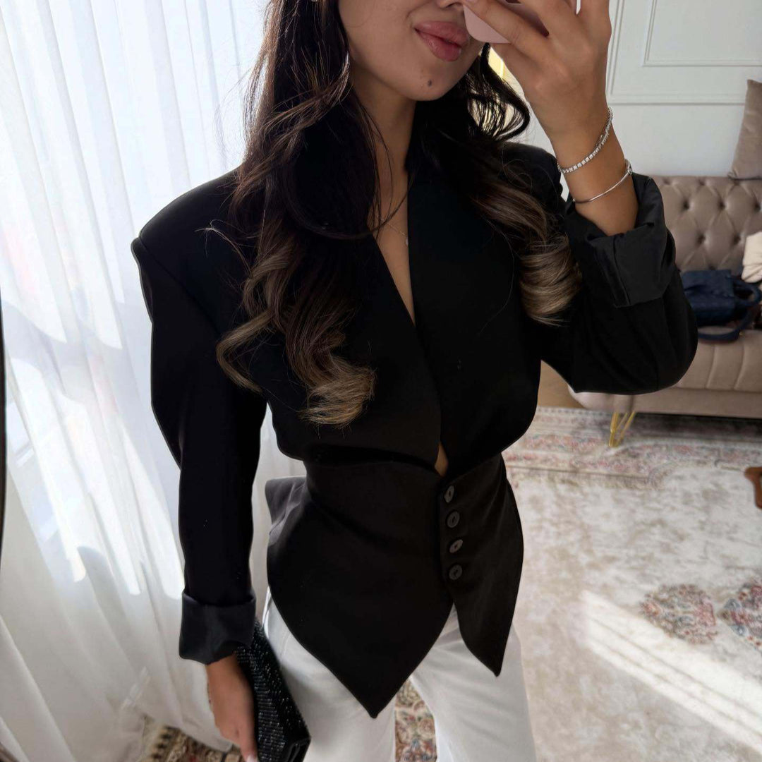 Damer elegant passform blazer med dyp V-hals Skjora