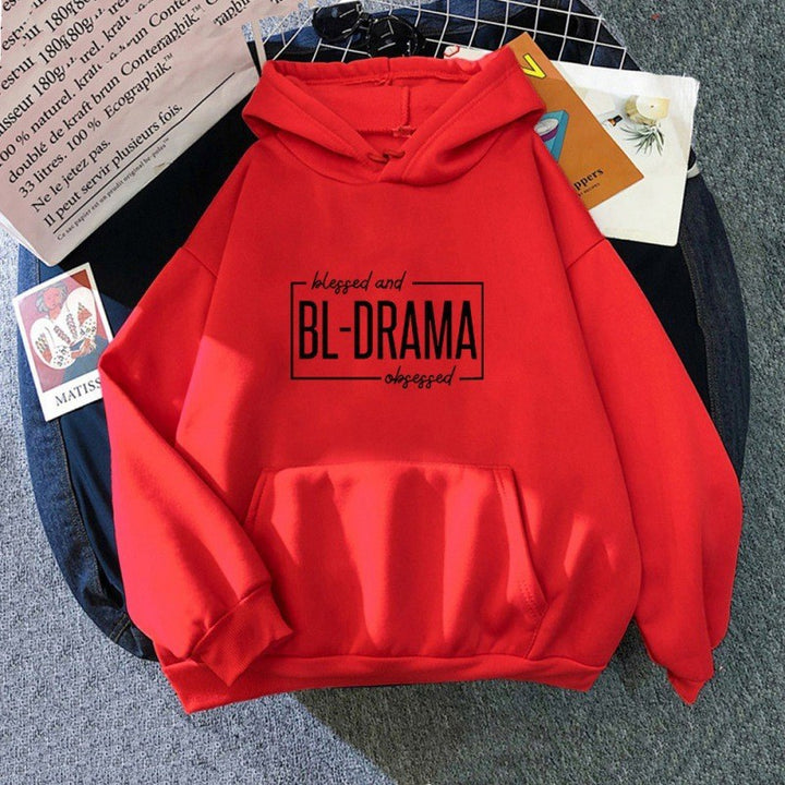 Dame hoodie med moderne statementtrykk Skjora