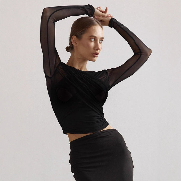Damer Langerm-Crop-Top Skjora