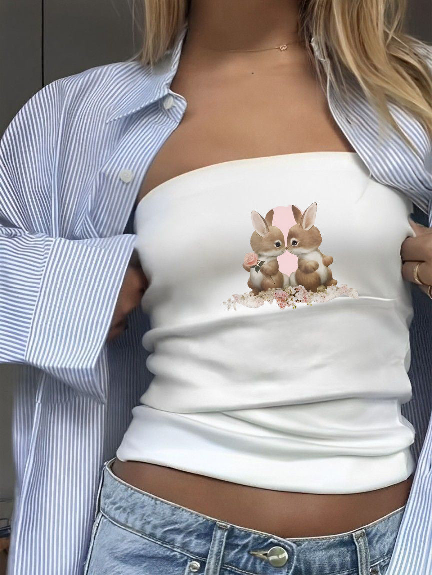 Dame Bandeau-overdel med sportslig Frankrike-design Skjora