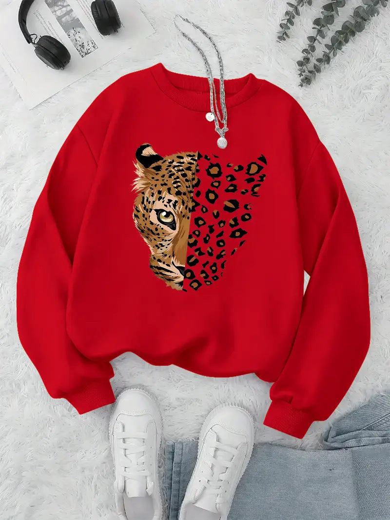 Kvinner sweatshirt med leopardmotiver Skjora