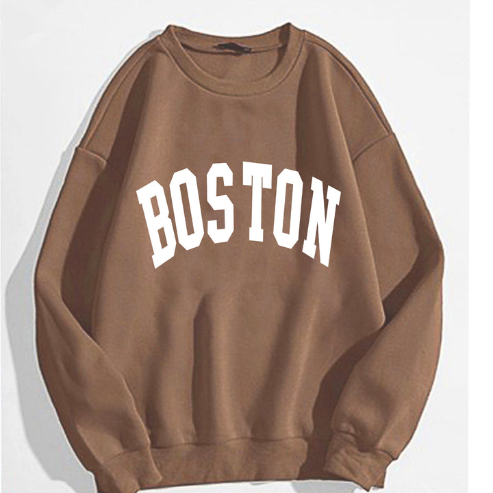 Dame avslappet sweatshirt med Boston-print Skjora