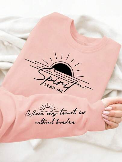Damesweatshirt med inspirerende trykk og mykt flytende stoff Skjora