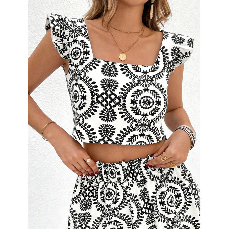 Dame To-delt sett med cropped topp og kort skjørt Skjora