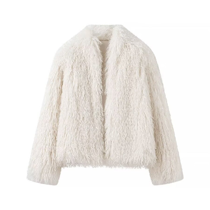 Dames Cozy Plush Jakke med Moderne Snitt og Mykt Materiale