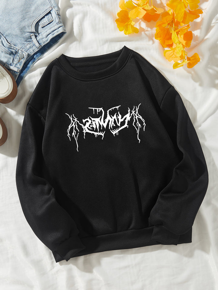 Dame casual sweatshirt med moderne grafisk design Skjora