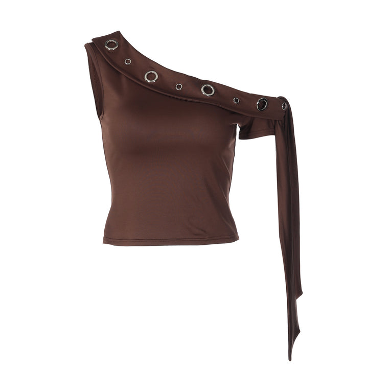 Damer elegant off-shoulder topp med dekorative øyer og lange ermer Skjora