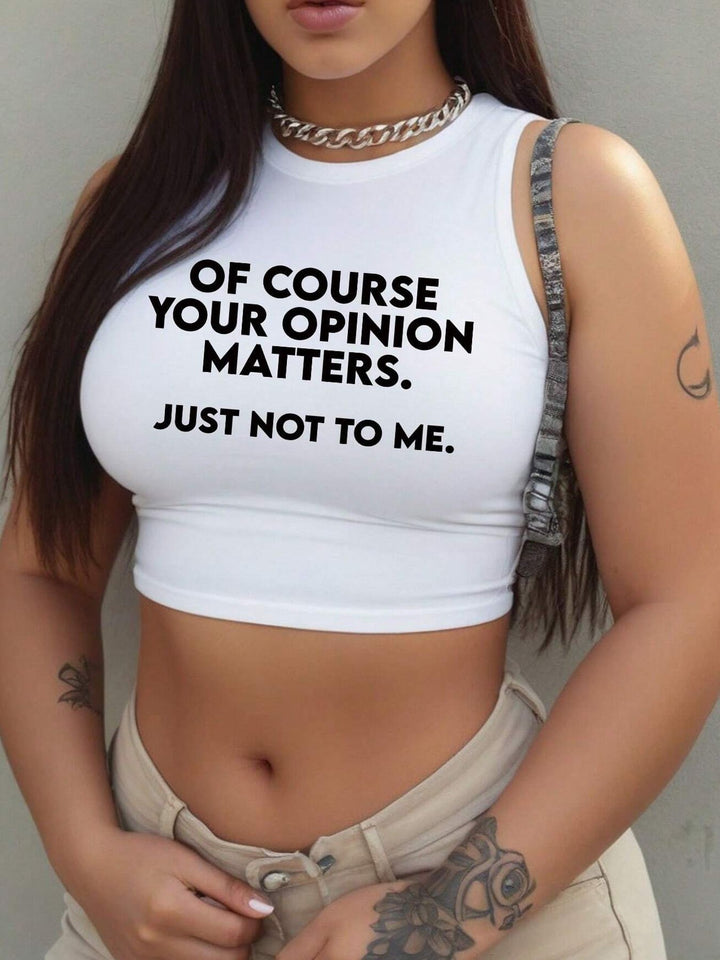 Dame Crop-Top med dristig statement-trykk Skjora