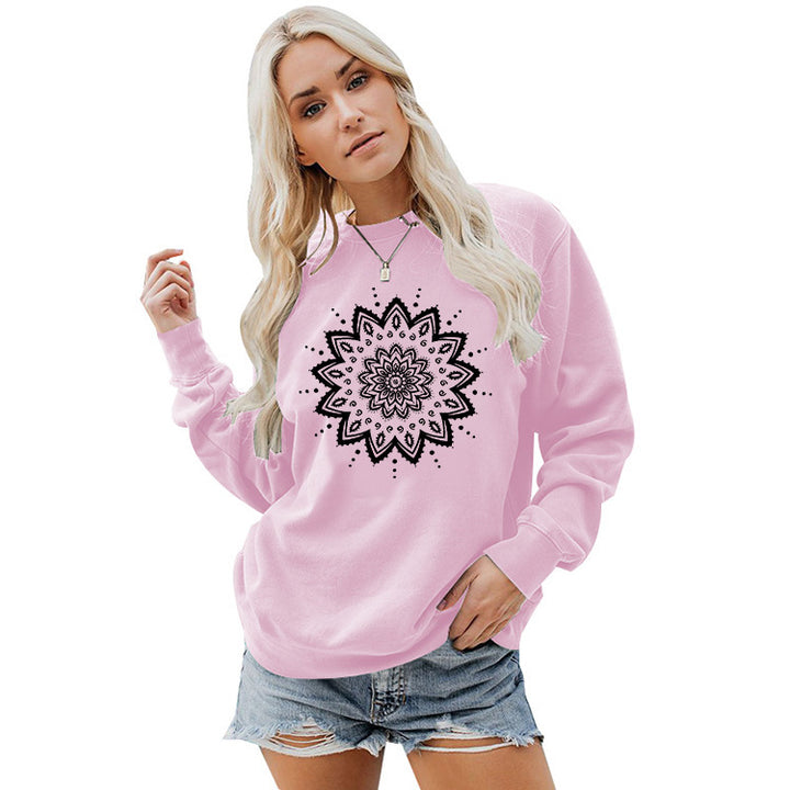 Kvinne sweatshirt med kreativ mandala design og avslappet snitt Skjora