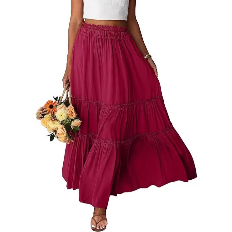 Maxi maxiskjørt for kvinner med volangdetaljer Skjora