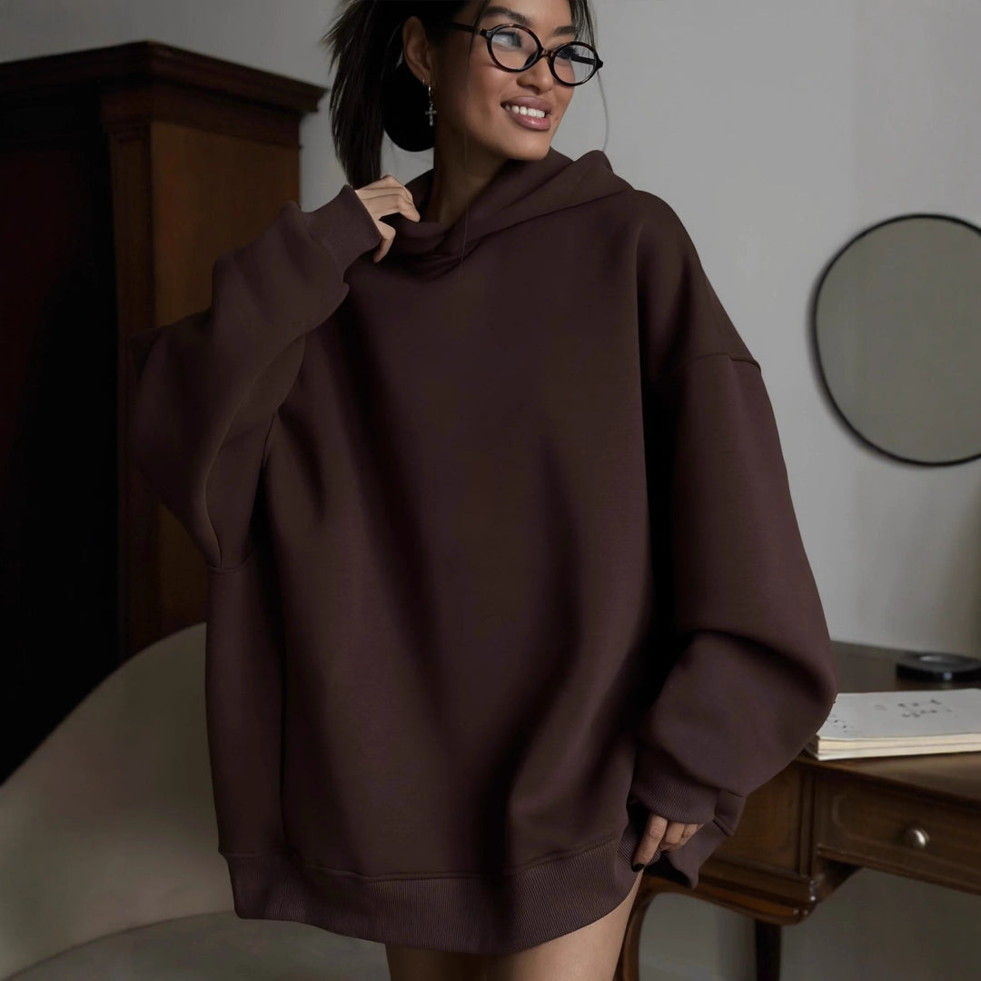 Dame Oversized Hettegenser med Casual Lommer og Trendy Design Skjora