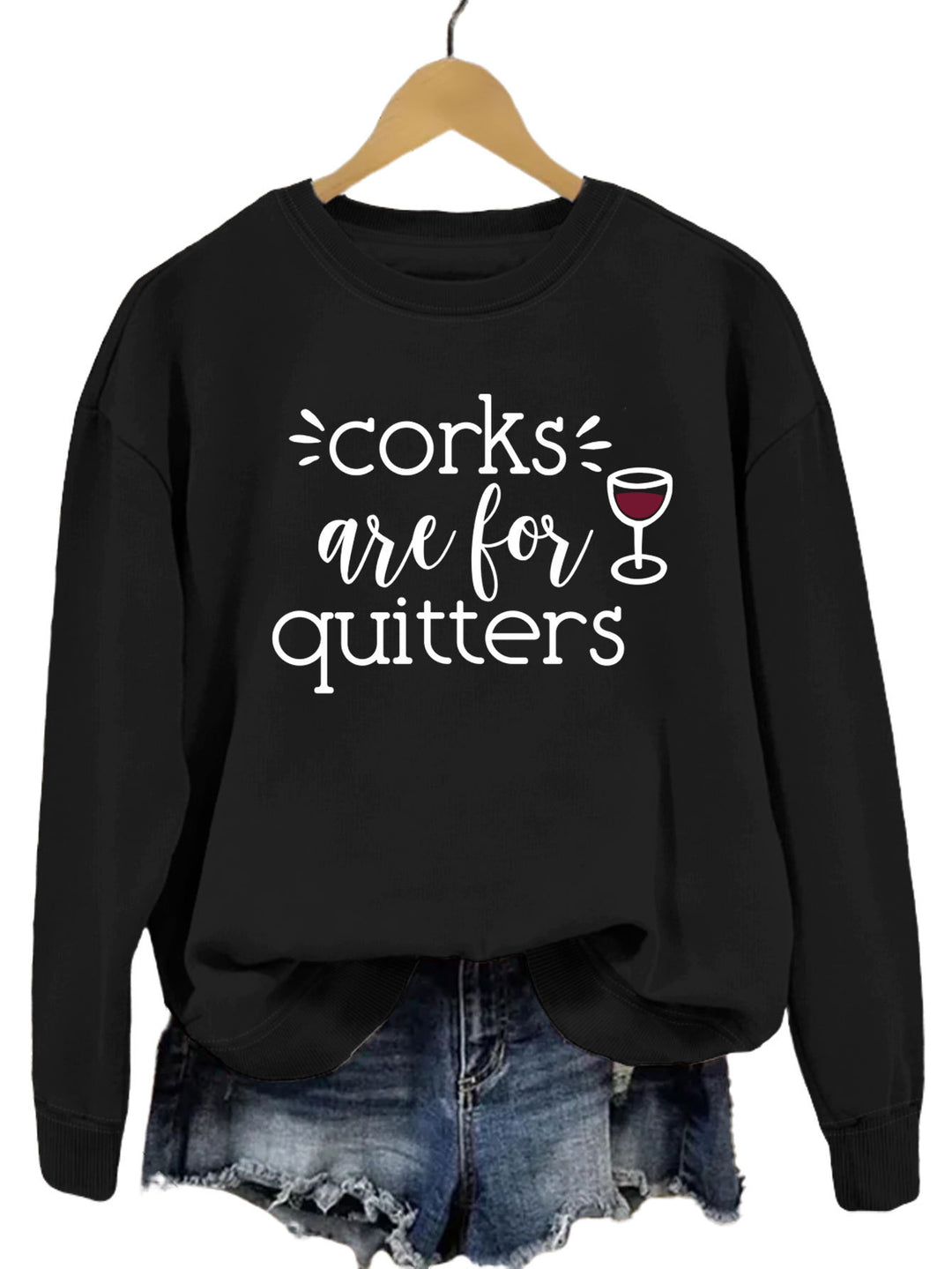 Dame sweatshirt med kreativt slogan og avslappet snitt Skjora
