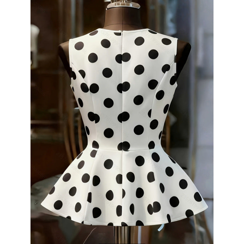 Dame Peplum-top med moderne prikker Skjora