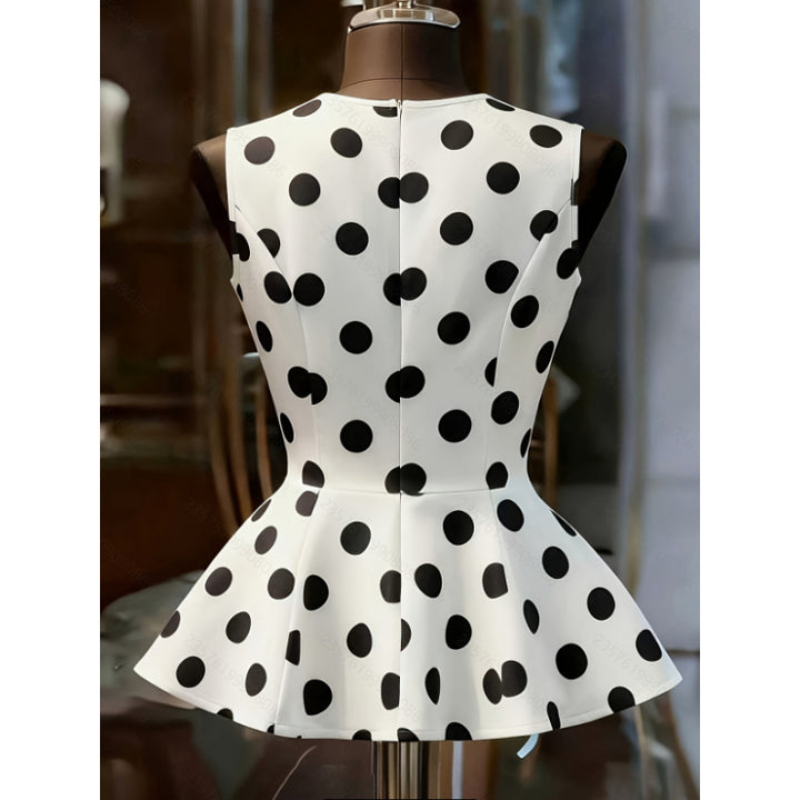 Dame Peplum-top med moderne prikker Skjora