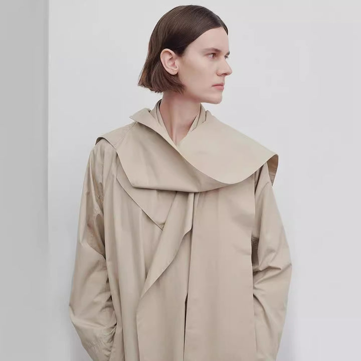Dame Lang Oversize-Trenchcoat med bred krage Skjora