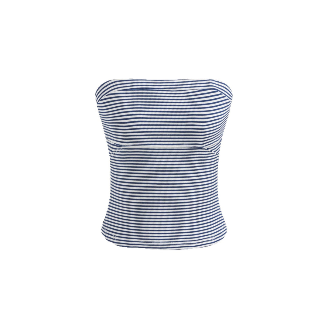 Dame Bandeau-top med fine striper Skjora