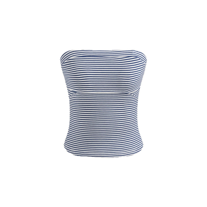 Dame Bandeau-top med fine striper Skjora