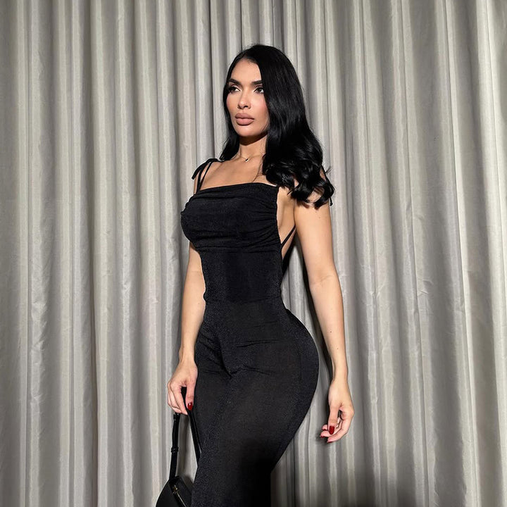 Damer elegant jumpsuit med smal passform og fine spagetti stropper Skjora