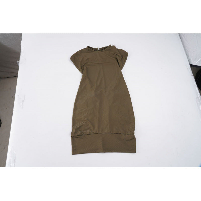 Dame Elegant Bodycon Kjole med korte Ermer og avslappet Passform Skjora