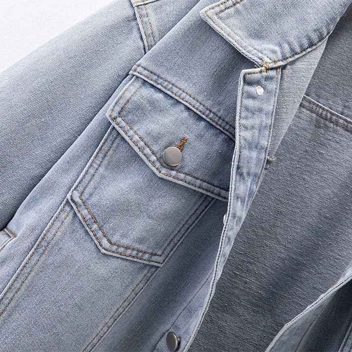Dame fritids denimjakke i moderne oversized skjæring med brystlommer Skjora