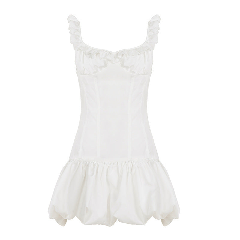 Damer leken Babydoll-kjole med blonder detaljer og svingende kant Skjora