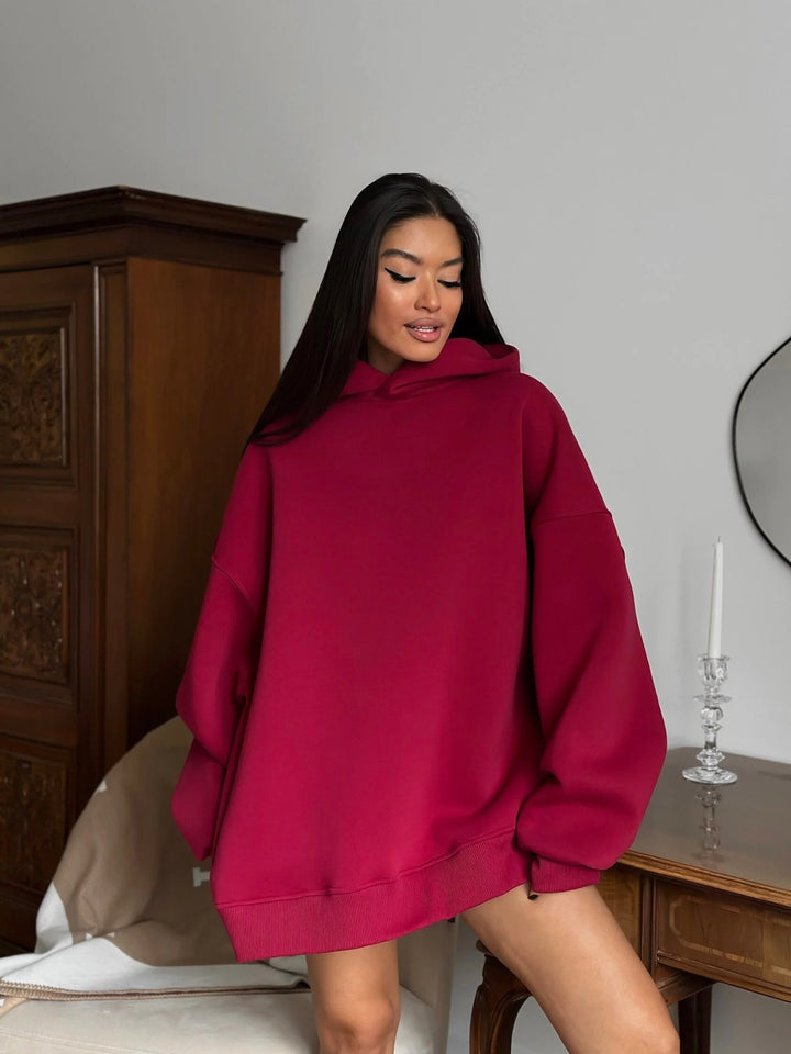 Dame Oversized Hettegenser med Casual Lommer og Trendy Design Skjora