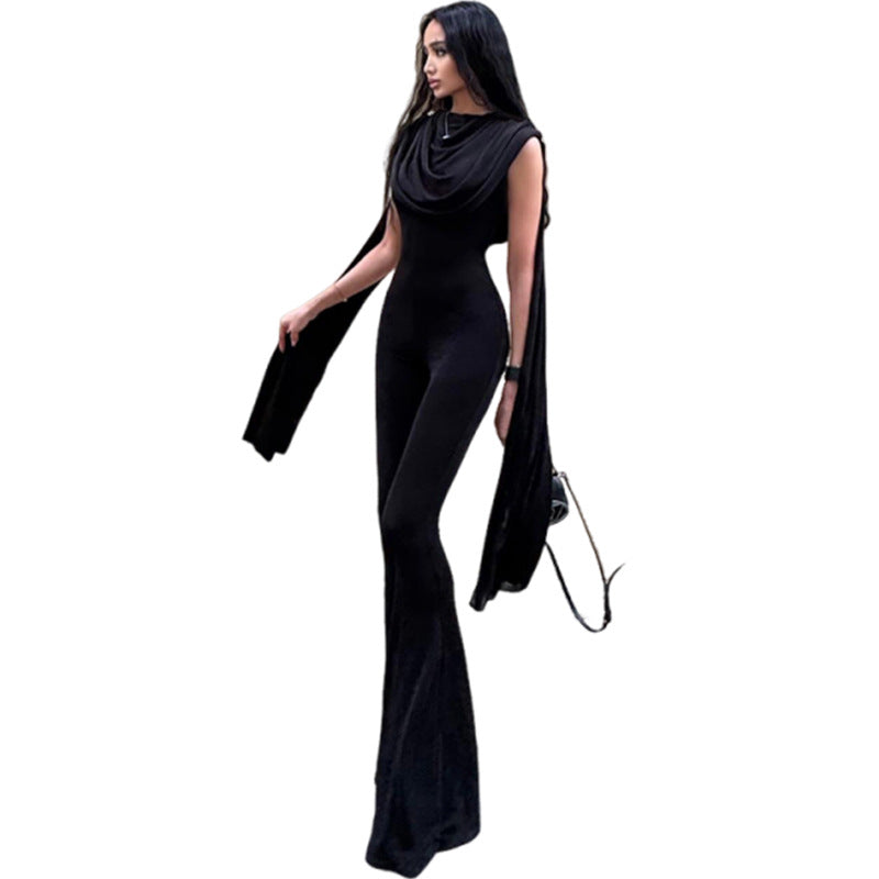 Damer Elegant jumpsuit med drapering og vid benføring Skjora