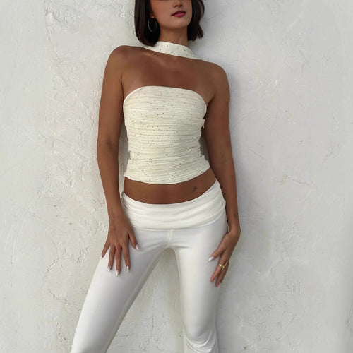 Damen Bandeau-Top mit schmalem Halstuch und glamourösen Akzenten Skjora