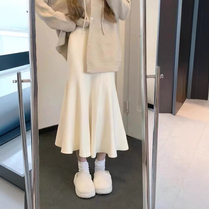 Dame Elegant Cardigan Sett med Kontrastdetaljer og Knapplukking Skjora