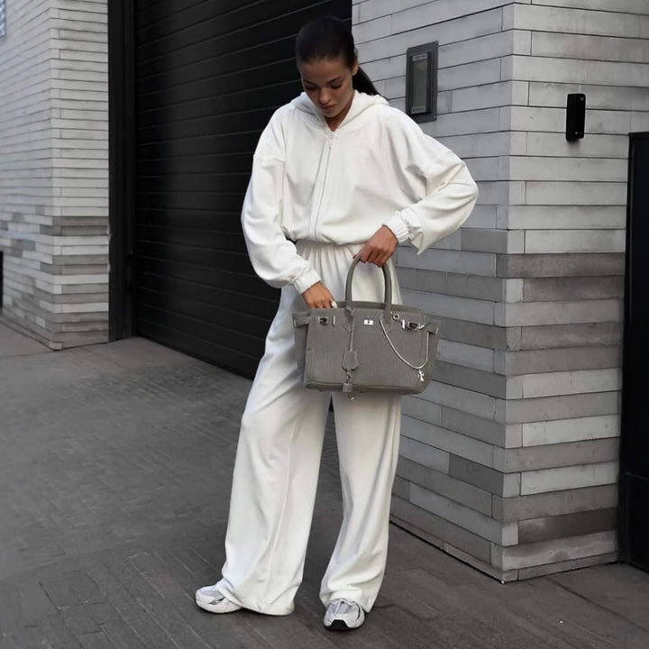 Dame elegant jumpsuit med hette og praktiske lommer Skjora