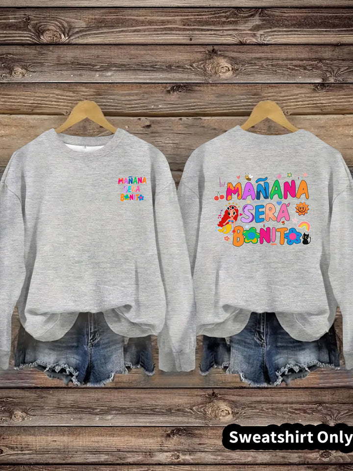 Dame sweatshirt med lekent fargerikt trykk og avslappet passform Skjora