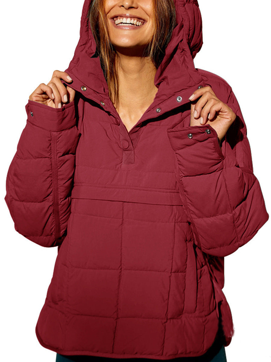 Kvinne Plus Size Polstret Jakke med Hette Skjora