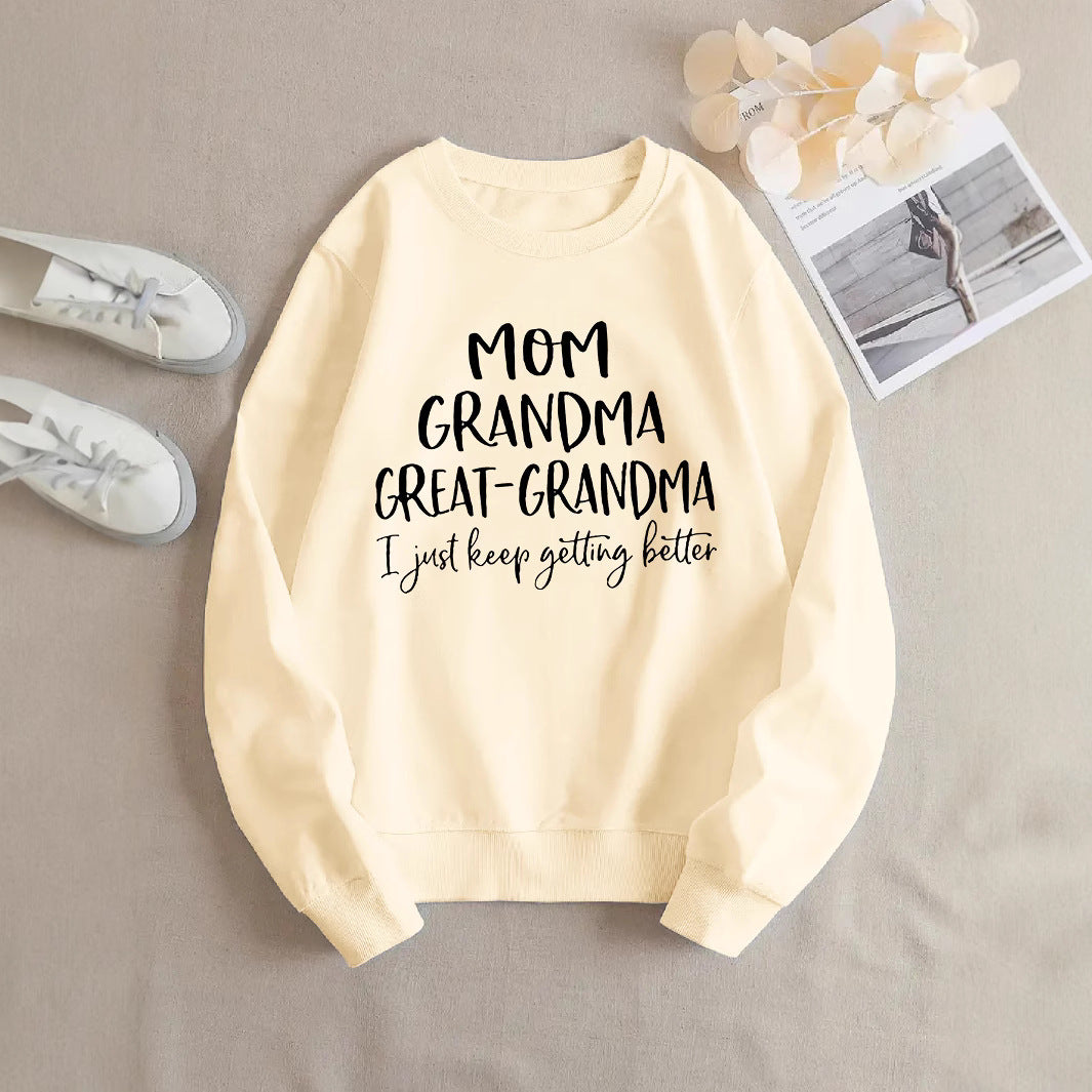 Dame sweatshirt med kreativ familieprint og komfortabel passform Skjora