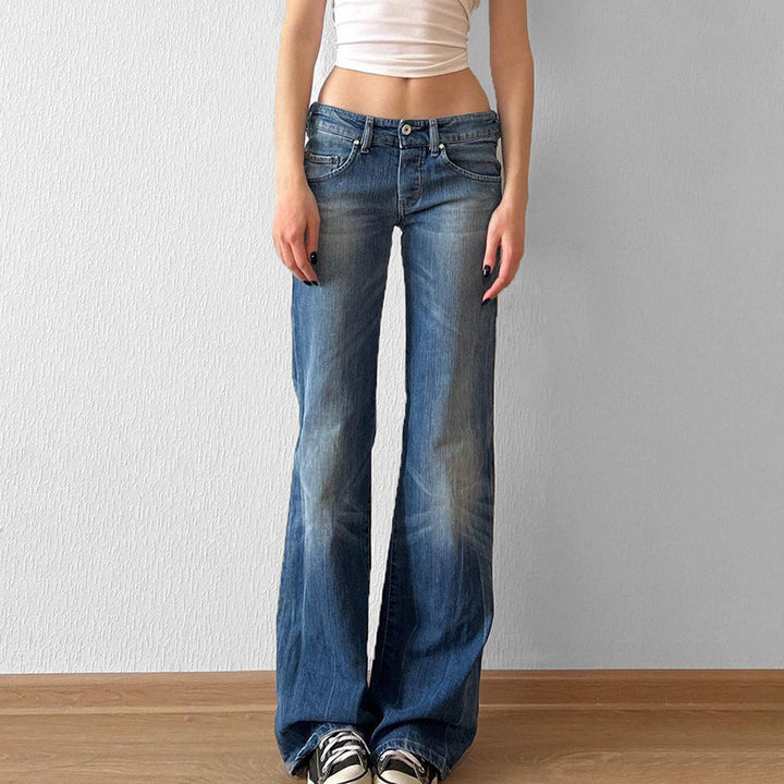 Damer Flared Jeans med høy midje og distressed design Skjora