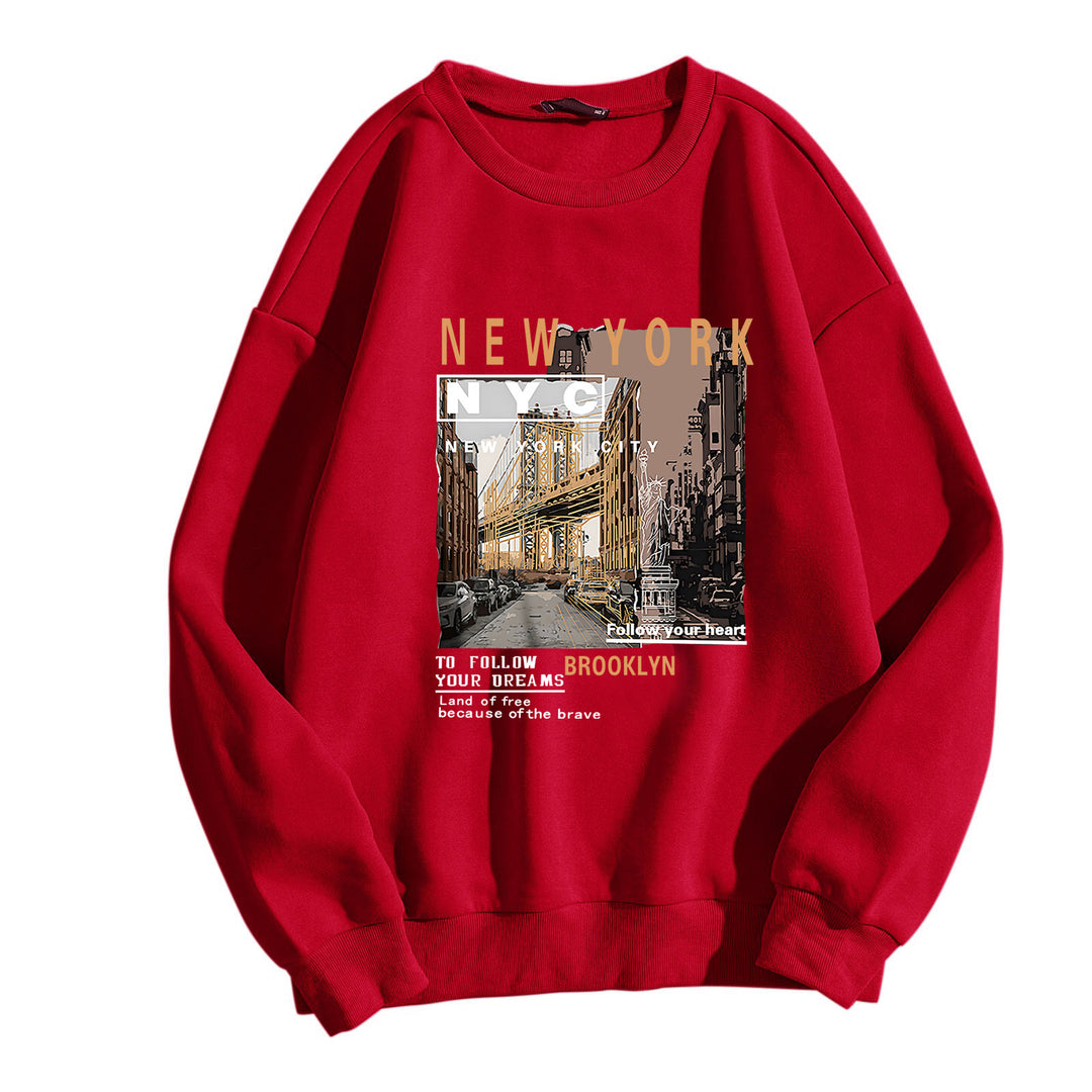 Kvinnenes komfortable sweatshirts med NYC-motiv Skjora