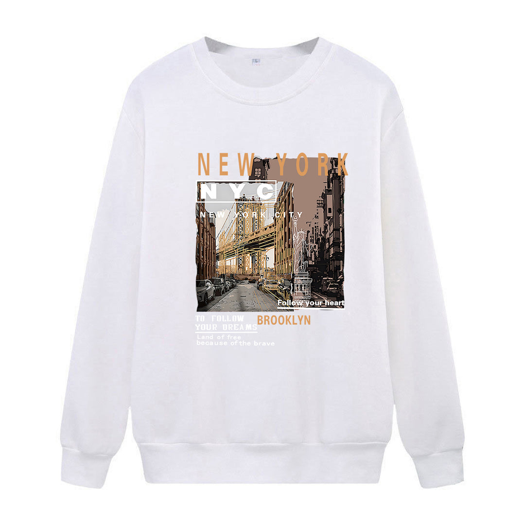 Kvinnenes komfortable sweatshirts med NYC-motiv Skjora