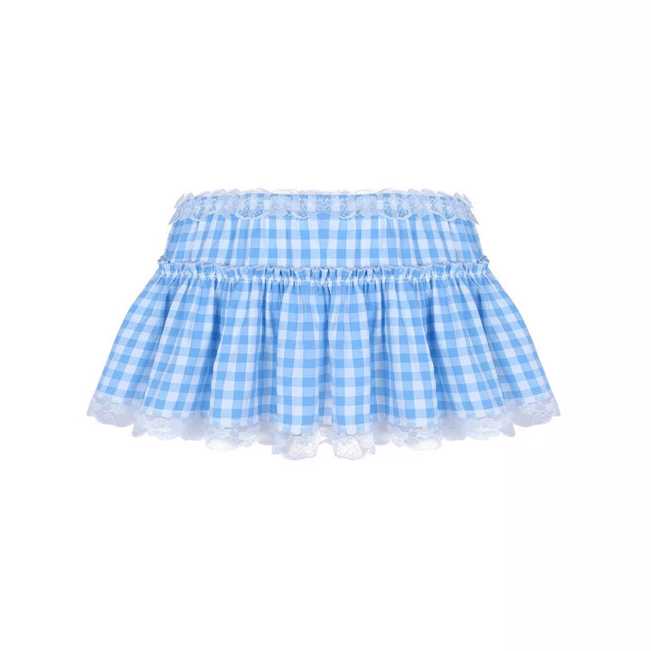 Dame volangstopp med rutete design og blondebesetning Skjora