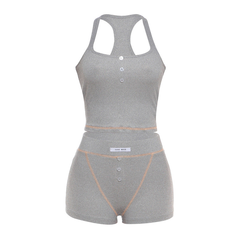 Damer sporty sett med racerback-top og shorts Skjora