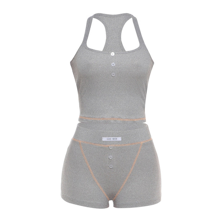 Damer sporty sett med racerback-top og shorts Skjora