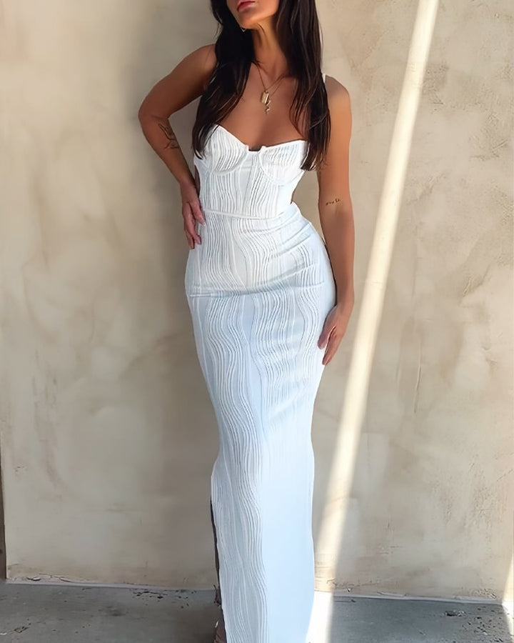 Dame Elegant Sommer Maxi Kjole med Blomsterdesign og Slim Fit