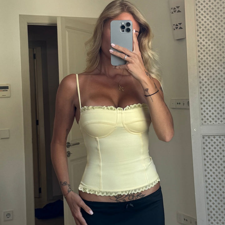 Damer korsett topp med spisser detaljer Skjora
