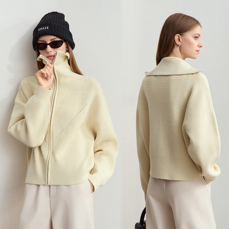 Damer moteriktig oversized hettegenser med glidelås Skjora