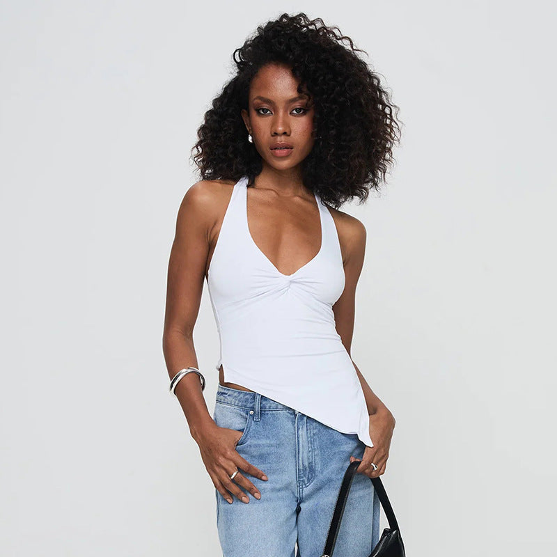 Damer casual tanktop med asymmetrisk søm og raffinert tvist Skjora