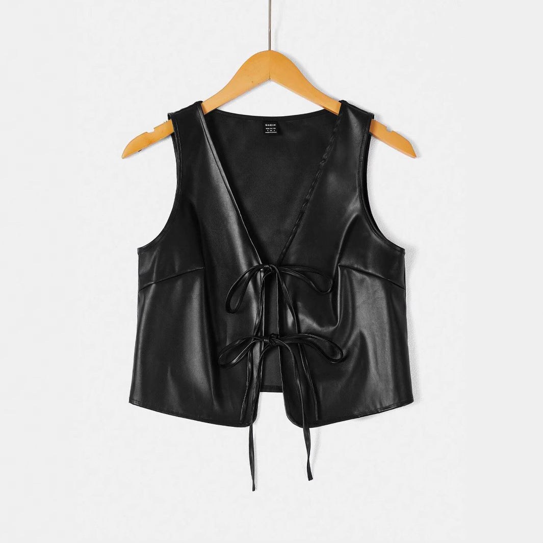 Damer elegant Cropped-Top med moderne snøring Skjora