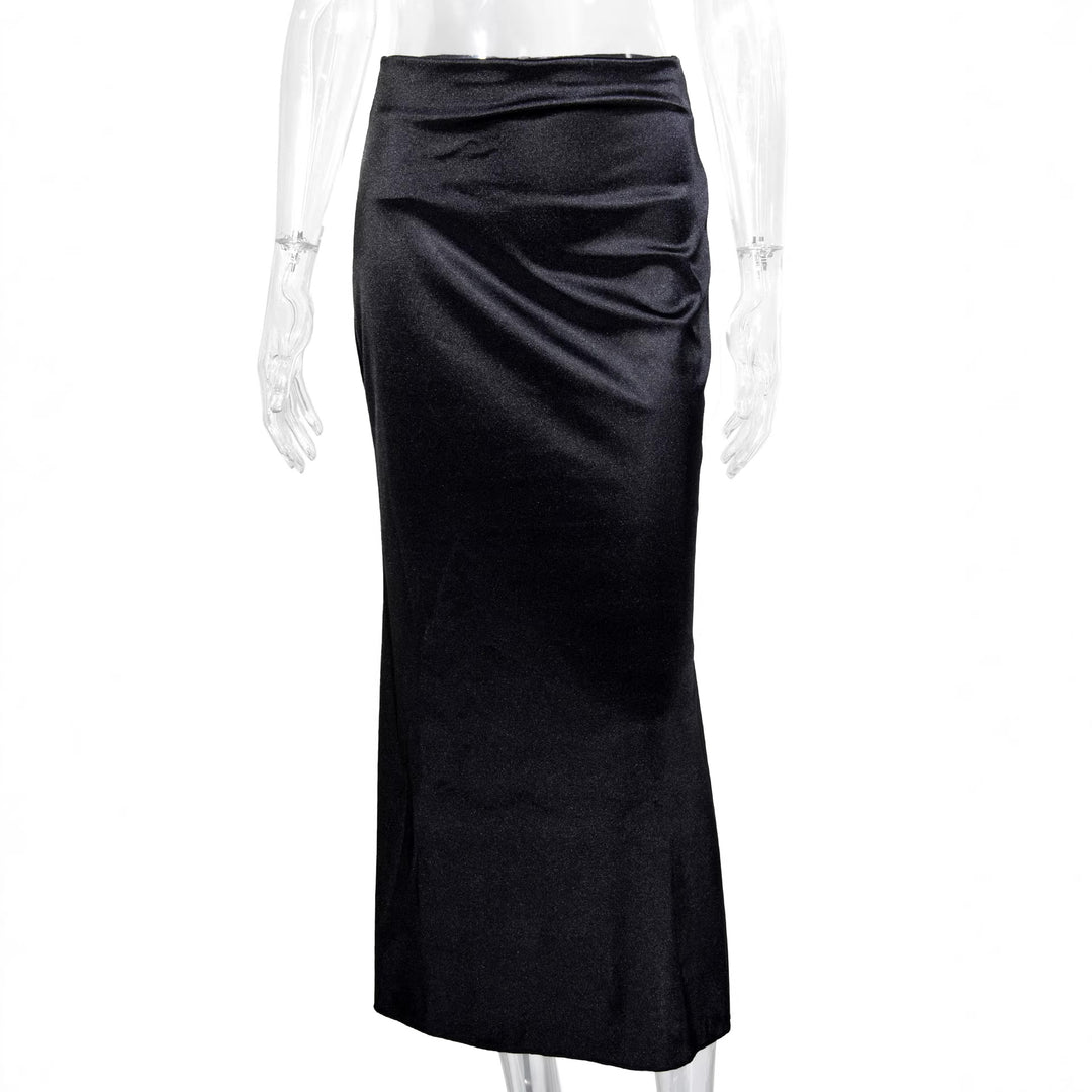 Dame Elegante og flytende Satin Maxiskjørt Skjora