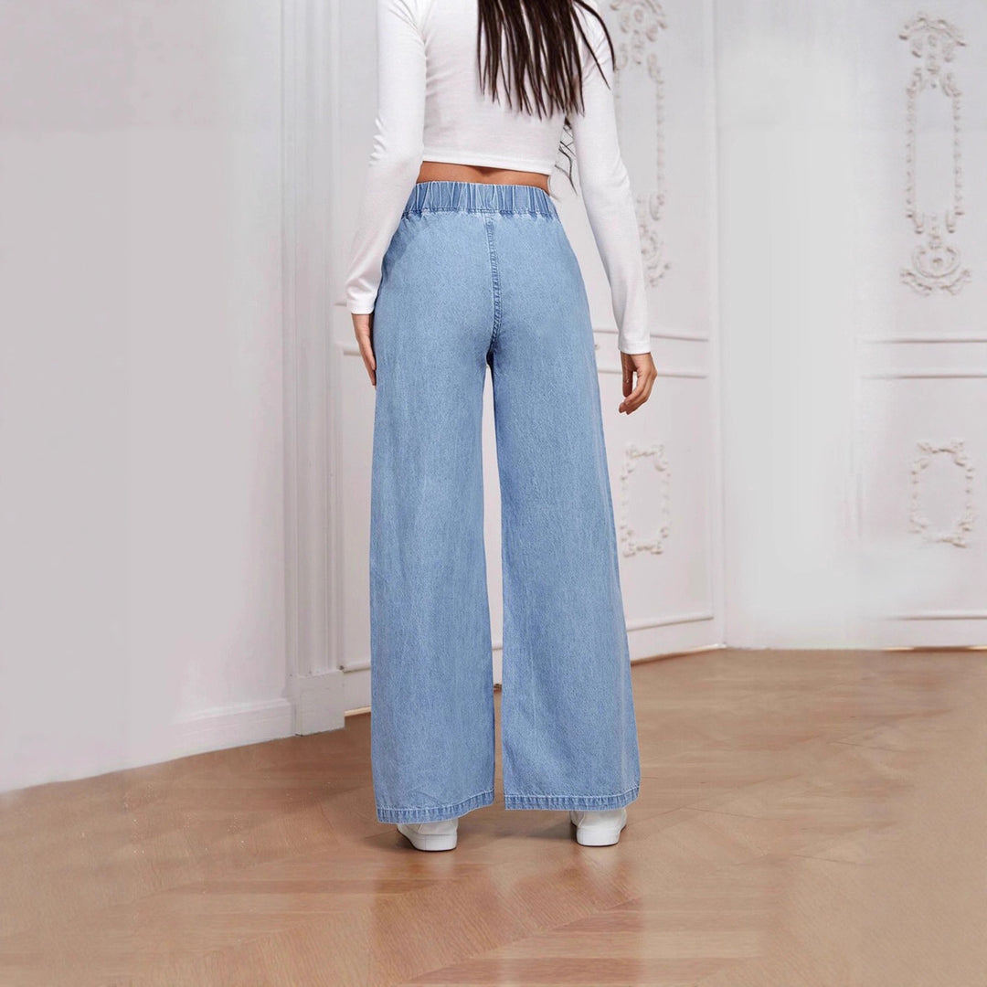 Damer vide høy midje jeans med elastisk liv og elegant snitt Skjora