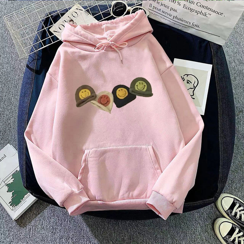 Damen Kapuzenpullover mit verspieltem Smiley-Design Skjora
