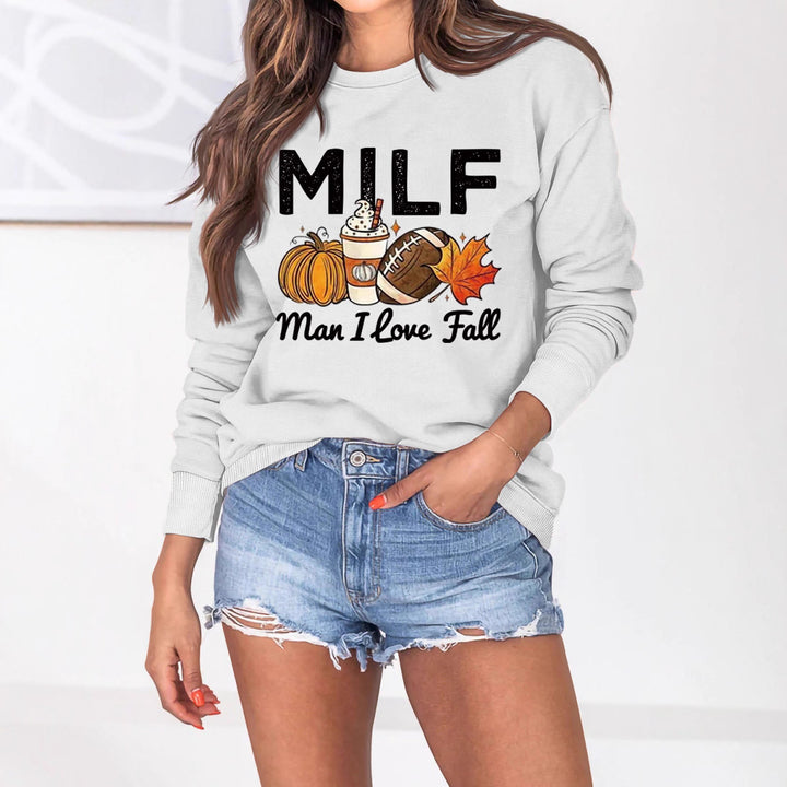 Kvinne sweatshirt med høst essens motiv og inspirerende tekst Skjora